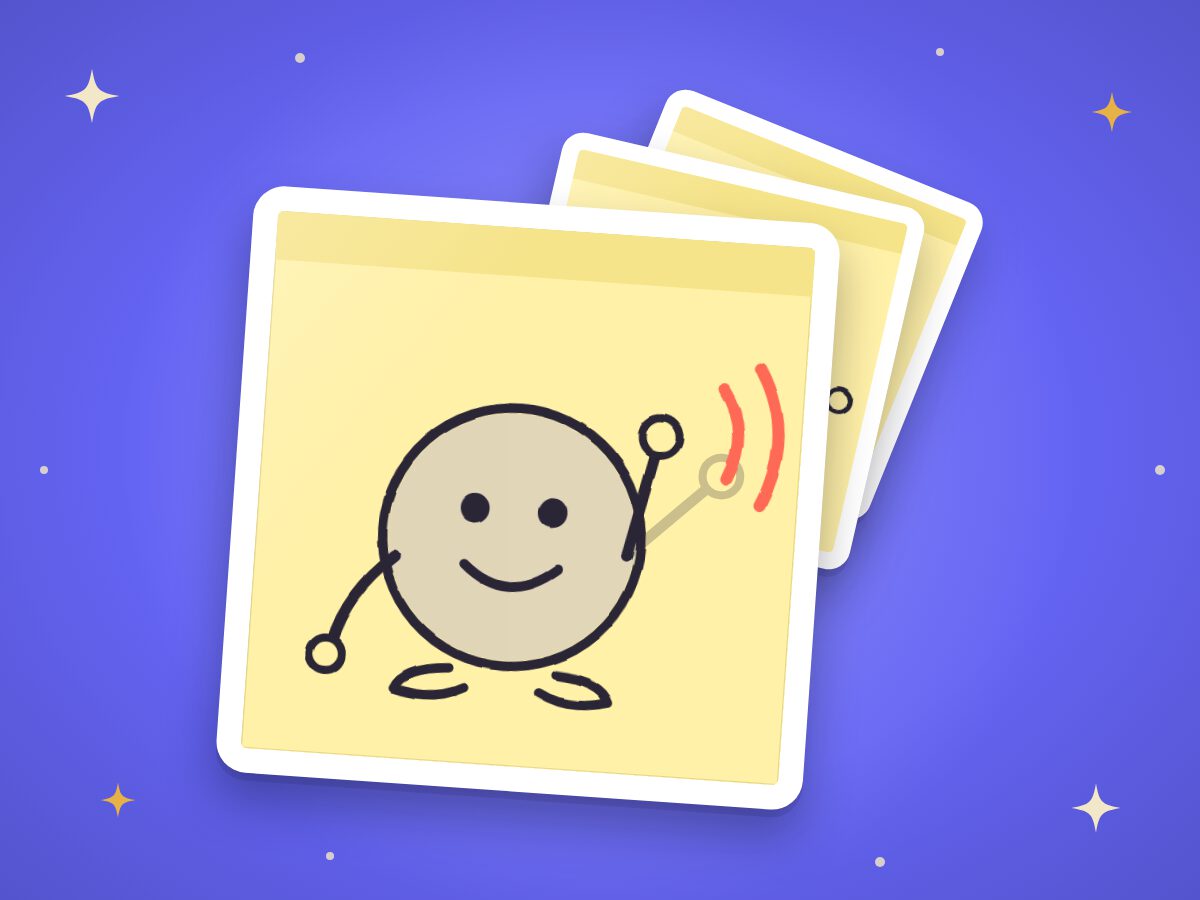 A notepad flipbook with a little drawn figure waving