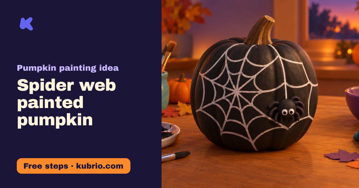 Spider web painted pumpkin for Kids, Step by Step — Kubrio